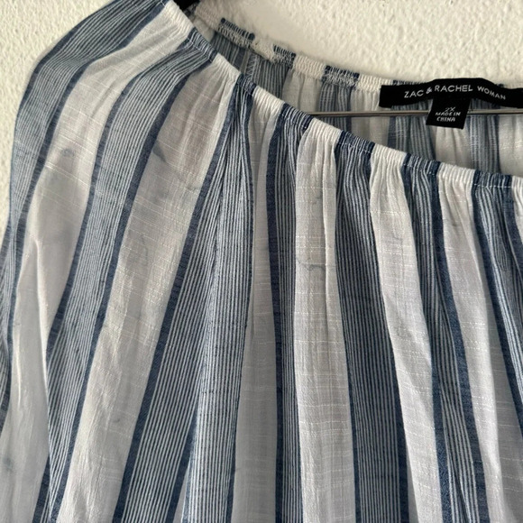 Off The Shoulder Stripe Eyelet Bell Sleeve Zac & Rachel Size 2X Plus Blouse - Picture 5 of 11